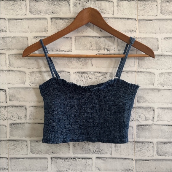 Abercrombie & Fitch Tops - Abercrombie & Fitch Jean colored smocked crop top Size Large